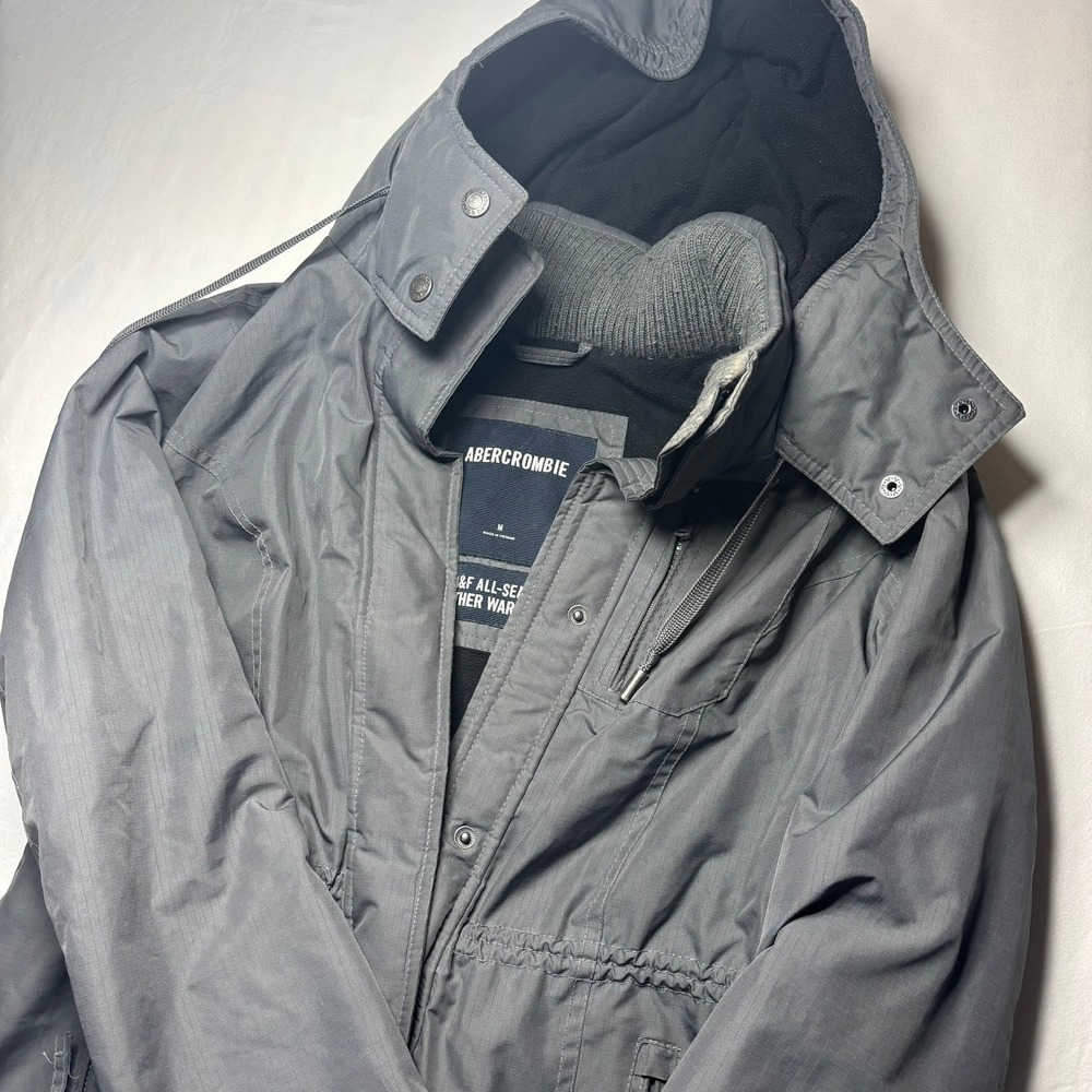 Abercrombie Jacket All-Season Weather Warrior Parka Women M Gray Ripstop Utility